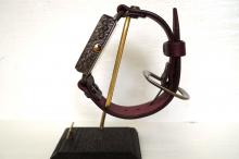 クラックワールドスクエア　Lサイズ　真鍮　ワインブラウン