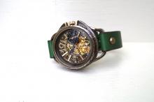 K-14　ナイン　AT　真鍮　グリーン　手作り腕時計