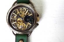 K-14　ナイン　AT　真鍮　グリーン　手作り腕時計