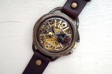 K-14　ナイン　AT　真鍮　ワインブラウン　手作り腕時計
