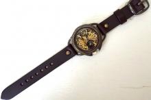 K-14　ナイン　AT　真鍮　ワインブラウン　手作り腕時計