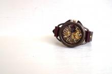 K-14　ナイン　AT　真鍮　ワインブラウン　手作り腕時計