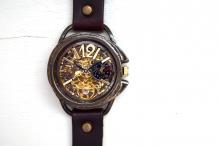 K-14　ナイン　AT　真鍮　ワインブラウン　手作り腕時計