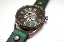 MK-6 メカニックワールド　SV　Mサイズ　真鍮 グリーン　手作り腕時計