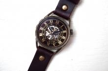 MK-6 メカニックワールド　SV　Mサイズ　真鍮 ワインブラウン　手作り腕時計