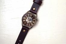 MK-6 メカニックワールド　SV　Mサイズ　真鍮 ワインブラウン　手作り腕時計