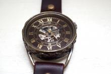 MK-6 メカニックワールド　SV　Mサイズ　真鍮 ワインブラウン　手作り腕時計