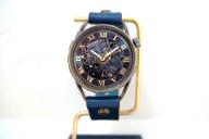 メカニックブラック　AT　Mサイズ　ブルー 真鍮 　手作り腕時計