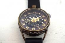 メカニックブラック　AT　Mサイズ　ブラック 真鍮 　手作り腕時計