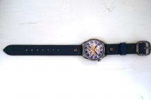 メカニックシルバー　AT　Mサイズ　ブルー 真鍮 　手作り腕時計