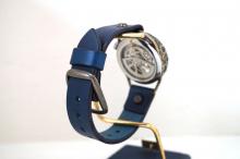 メカニックシルバー　AT　Mサイズ　ブルー 真鍮 　手作り腕時計