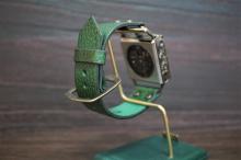 メカニックブラックスクエア　真鍮　グリーン　手作り腕時計