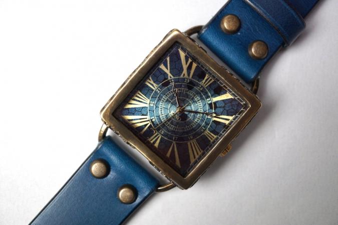 クラックワールドスクエア　Lサイズ　真鍮　ブルー