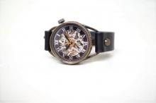 メカニックシルバー　AT　Mサイズ　ブラック　真鍮 　手作り腕時計