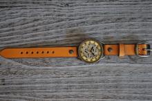 メカニックシルバー　AT　イエロー　真鍮　手作り腕時計