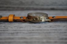 メカニックシルバー　AT　イエロー　真鍮　手作り腕時計