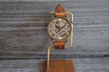 メカニックシルバー　AT　キャメル　真鍮　手作り腕時計