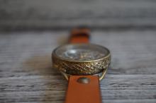 メカニックシルバー　AT　キャメル　真鍮　手作り腕時計