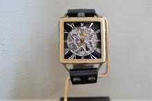 メカニックシルバースクエア　真鍮　ブラック　手作り腕時計