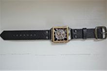 メカニックシルバースクエア　真鍮　ブラック　手作り腕時計