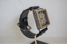 メカニックシルバースクエア　真鍮　ブラック　手作り腕時計