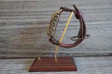 メカニックゴールドスクエア　真鍮　ワインブラウン　手作り腕時計