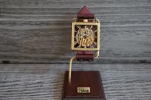 メカニックゴールドスクエア　真鍮　ワインブラウン　手作り腕時計