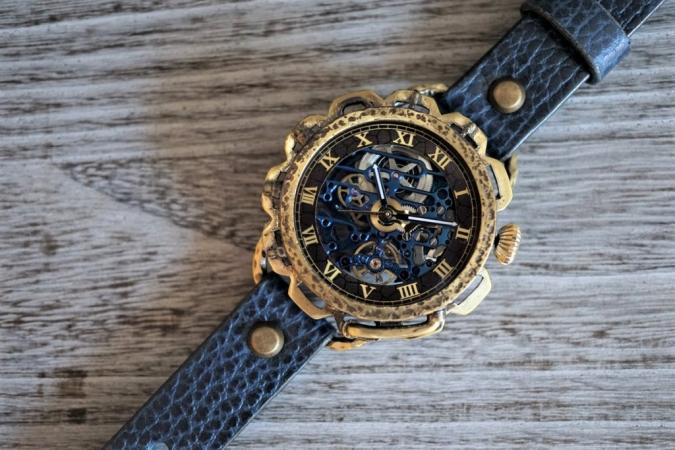 キノパンクブルー　真鍮　ブルー(ドラーロ)　手作り腕時計