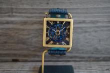 メカニックブルースクエア　真鍮　ブルー　手作り腕時計