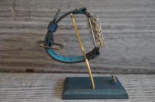 メカニックブルースクエア　真鍮　ブラック　手作り腕時計