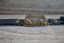 メカニックブルースクエア　真鍮　ブルー　手作り腕時計