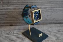 メカニックブルースクエア　真鍮　ブルー　手作り腕時計