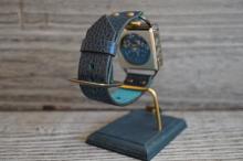 メカニックブルースクエア　真鍮　ブルー　手作り腕時計