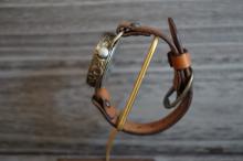 メカニックブラック　AT　Mサイズ　キャメル 真鍮 　手作り腕時計