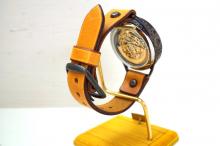 メカニックゴールド　AT　イエロー　真鍮　手作り腕時計