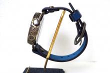 メカニックシルバー　AT　ブルー　真鍮　手作り腕時計