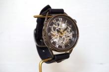 メカニックシルバー　AT　ブラック　真鍮　手作り腕時計