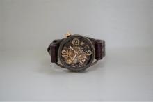 メカピョン　MV/GD 真鍮 　ワインブラウン 手作り腕時計