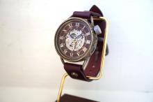 メカニックワールド　SV　Lサイズ　真鍮　 ワインブラウン 手作り腕時計