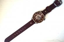 メカニックワールド　SV　Lサイズ　真鍮　 ワインブラウン 手作り腕時計