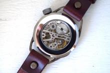 メカニックワールド　SV　Lサイズ　真鍮　 ワインブラウン 手作り腕時計