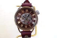 メカニックワールド　SV　Lサイズ　真鍮　 ワインブラウン 手作り腕時計