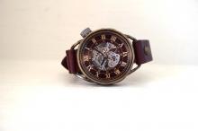 メカニックワールド　SV　Lサイズ　真鍮　 ワインブラウン 手作り腕時計