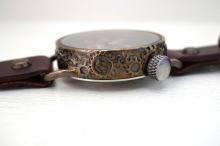 メカニックワールド　SV　Lサイズ　真鍮　 ワインブラウン 手作り腕時計