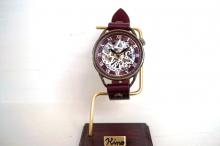 メカニックシルバー　AT　ワインブラウン　真鍮　手作り腕時計