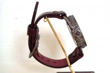 メカニックシルバー　AT　ワインブラウン　真鍮　手作り腕時計